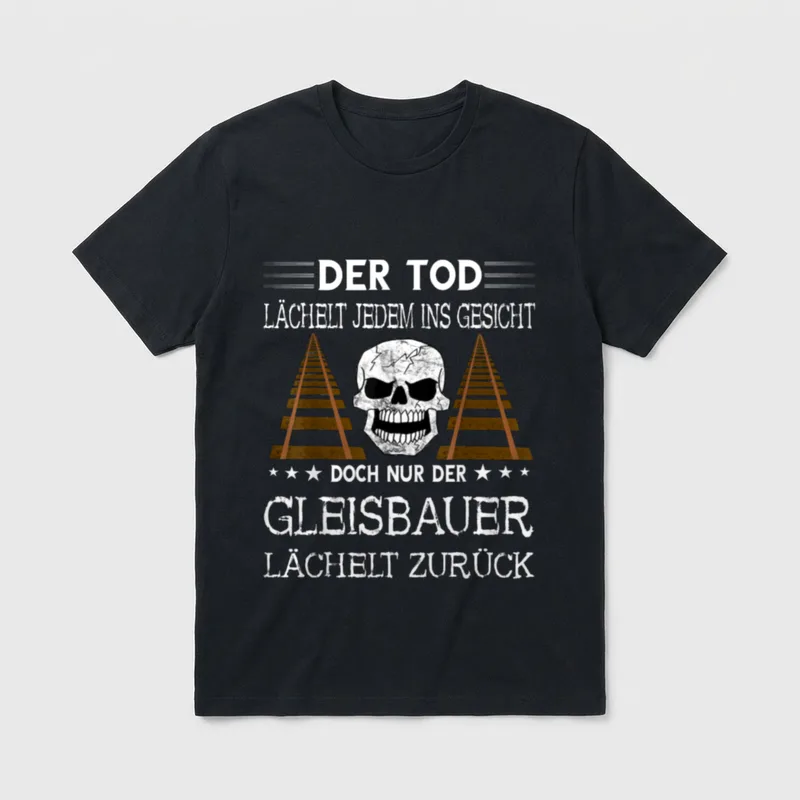 Gleisbauer Totenkopf Gleisbau Schienenarbeiter T-Shirt – Klassisches T-Shirt in Schwarz