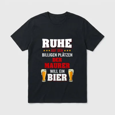 Der Maurer Will T-Shirt – Spruch mit zwei Biergläsern und Sternen – Klassisches T-Shirt in Schwarz