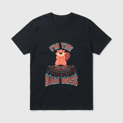 Lustiger Biber auf Biberdamm T-Shirt – Klassisches T-Shirt in Schwarz