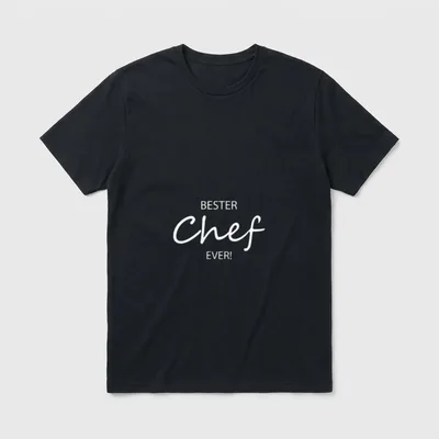 Bester Chef Ever! T-Shirt – Schriftzug BESTER Chef EVER! in Weiß auf grauem Grund – Klassisches T-Shirt in Schwarz