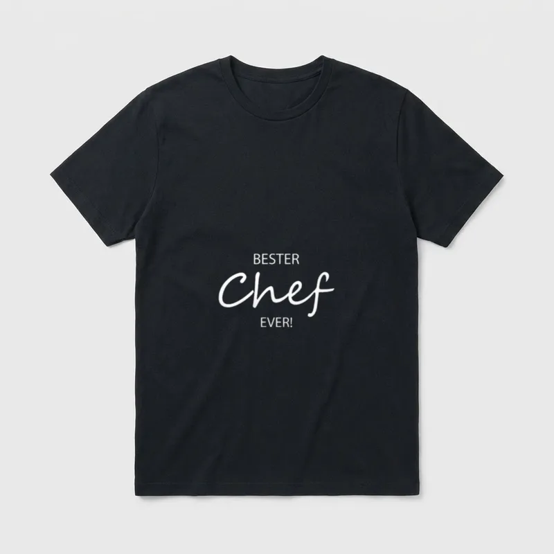 Bester Chef Ever! T-Shirt – Schriftzug BESTER Chef EVER! in Weiß auf grauem Grund – Klassisches T-Shirt in Schwarz