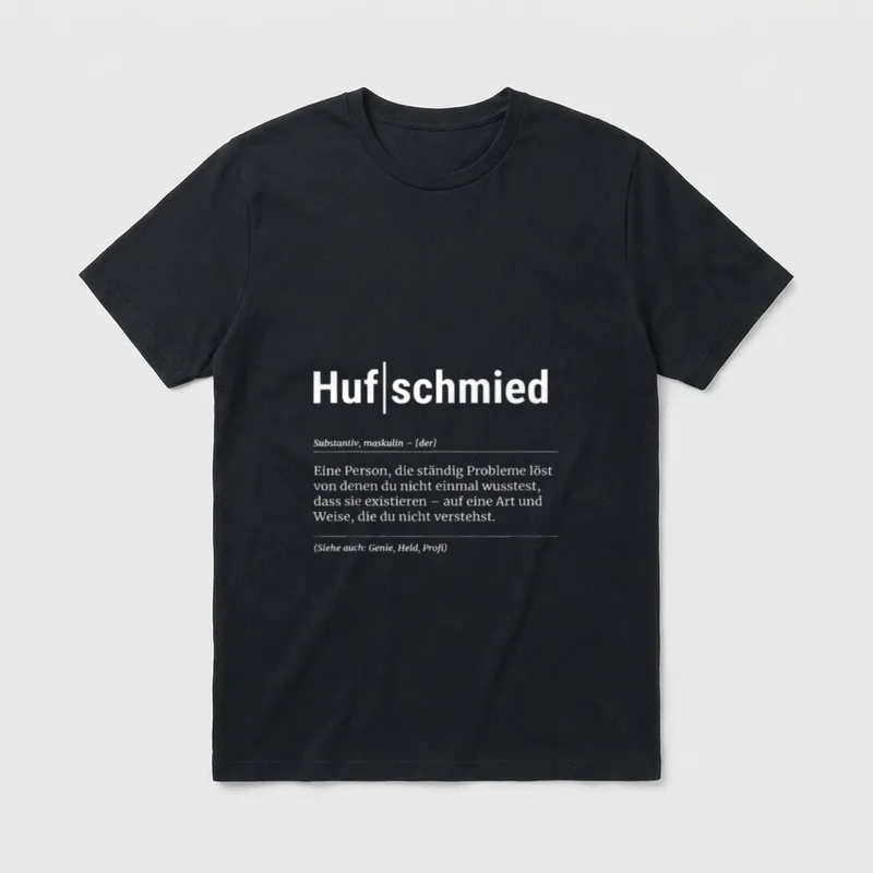 Hufschmied Lustiges Kollege T-Shirt – Wörterbuchs-Definition Hufschmied als Problemlöser – Klassisches T-Shirt in Schwarz