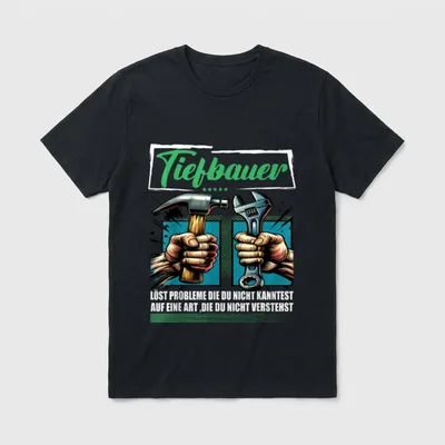 Tiefbauer Beruf mit lustigen T-Shirt – Klassisches T-Shirt in Schwarz
