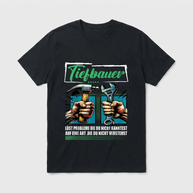 Tiefbauer Beruf mit lustigen T-Shirt – Klassisches T-Shirt in Schwarz