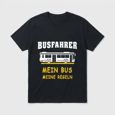 Busfahrer Männer Arbeit Regeln T-Shirt – Busumriss mit „Busfahrer – Mein Bus meine Regeln“ – Klassisches T-Shirt in Schwarz