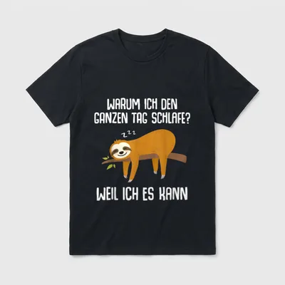 Schlafender Faultier T-Shirt – Klassisches T-Shirt in Schwarz