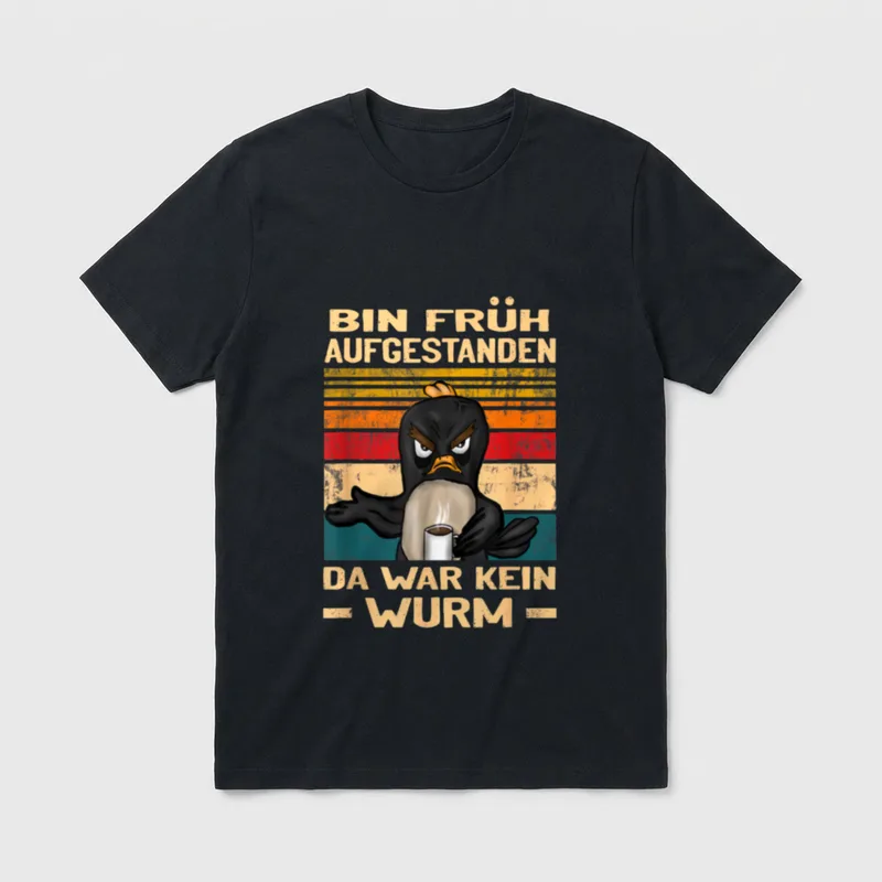 Frühaufsteher Vogel Bürospruch Vintage T-Shirt – Klassisches T-Shirt in Schwarz