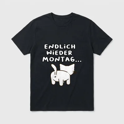 Endlich wieder Montag Katze T-Shirt – Klassisches T-Shirt in Schwarz