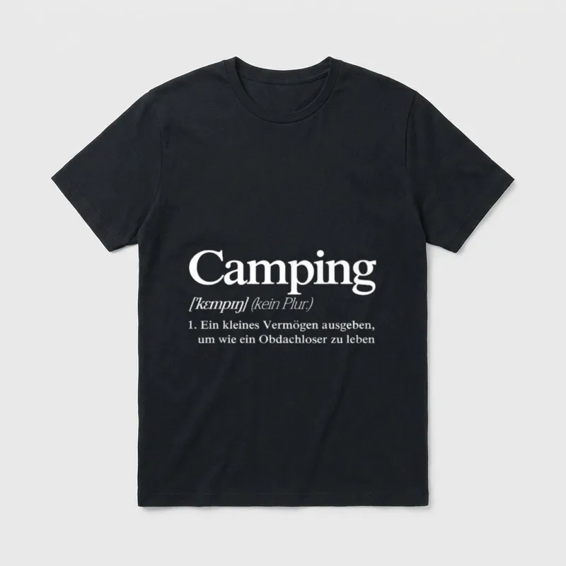 Camping Definition Lustiger Camper T-Shirt – Klassisches T-Shirt in Schwarz