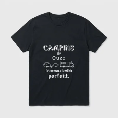 Camping lustiger Spruch Ouzo T-Shirt – Klassisches T-Shirt in Schwarz