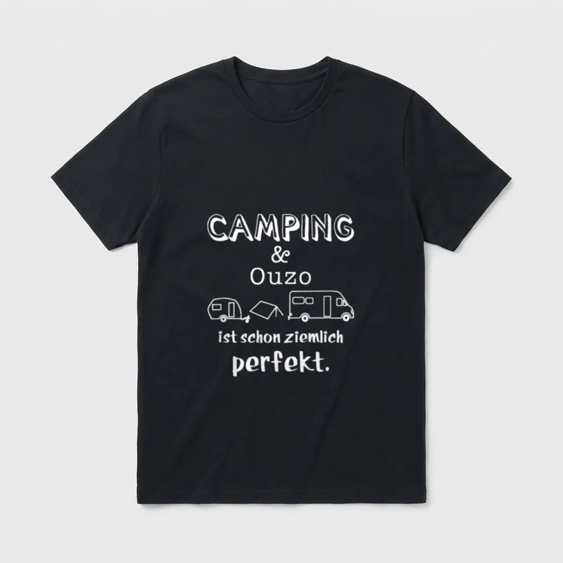 Camping lustiger Spruch Ouzo T-Shirt – Klassisches T-Shirt in Schwarz