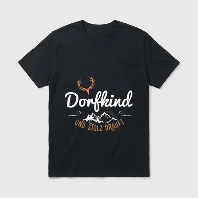 Dorfkind und stolz drauf Berge T-Shirt – Klassisches T-Shirt in Schwarz