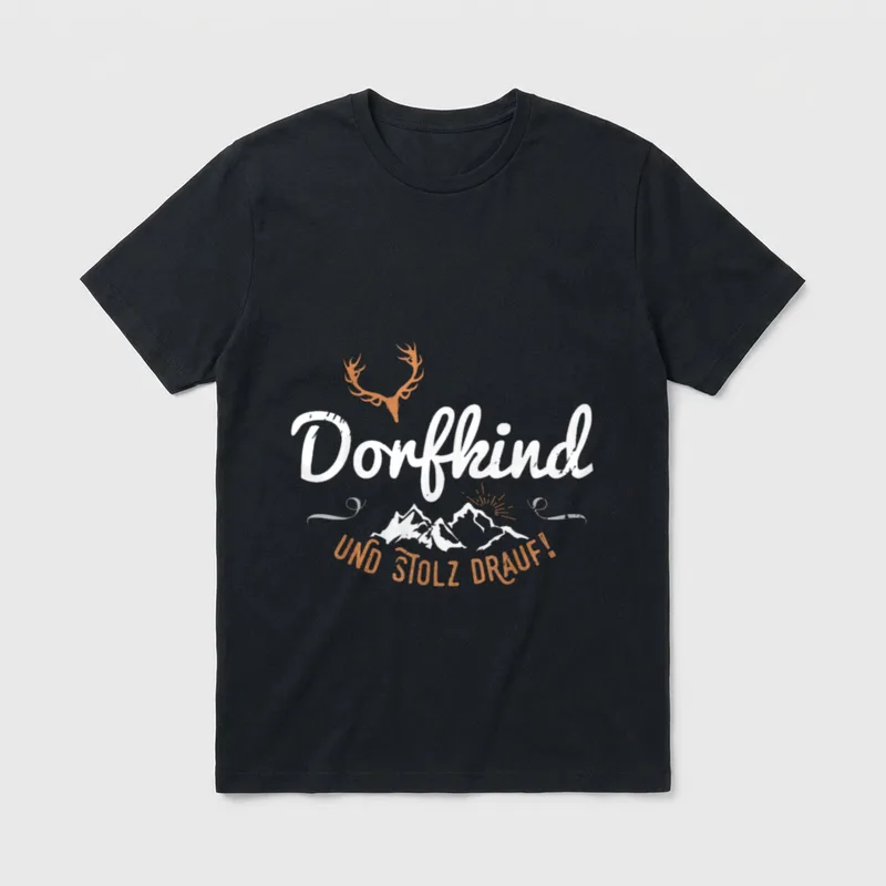Dorfkind und stolz drauf Berge T-Shirt – Klassisches T-Shirt in Schwarz