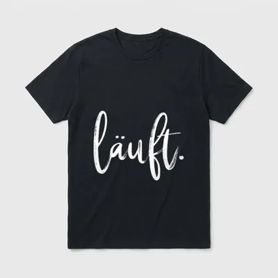 Läuft Jogging Marathon Läufer T-Shirt – Schriftzug „läuft.“ in weißer Handschrift – Klassisches T-Shirt in Schwarz
