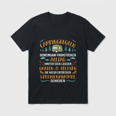 Camping Regeln Camping BBQ T-Shirt – Klassisches T-Shirt in Schwarz