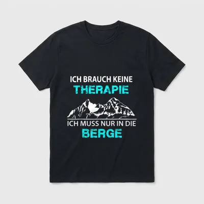 Wandern mit lustigen Spruch T-Shirt – Bergkette mit Spruch über Therapie und Berge – Klassisches T-Shirt in Schwarz
