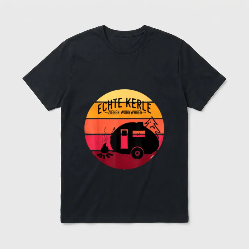 Echte Kerle ziehen Wohnwagen Lustig Camping T-Shirt – Klassisches T-Shirt in Schwarz