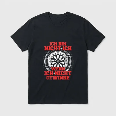 Lustiges Dart Dartboard Dartpfeil T-Shirt – Dartscheibe mit drei Pfeilen und Spruch in Rot – Klassisches T-Shirt in Schwarz