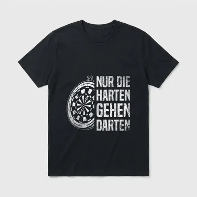 Nur die Harten gehen T-Shirt – Dartscheibe mit Schriftzug „Nur die Harten gehen Darten“ – Klassisches T-Shirt in Schwarz