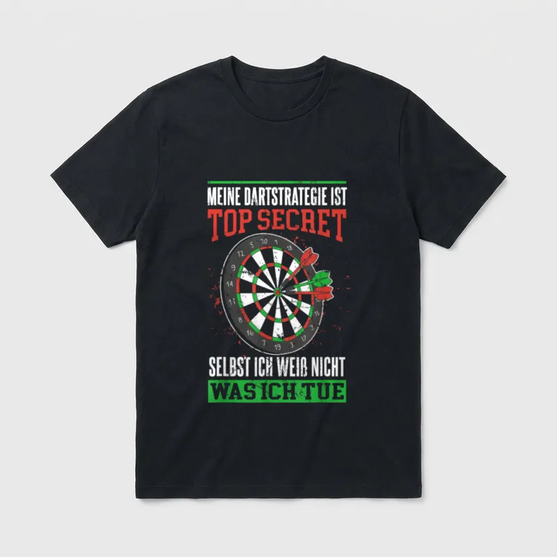 Lustiges Meine Dartstrategie Ist T-Shirt – Klassisches T-Shirt in Schwarz