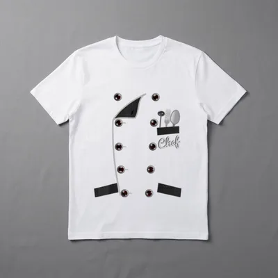 Chef Uniform Jacke Faux T-Shirt – Klassisches T-Shirt in Schwarz