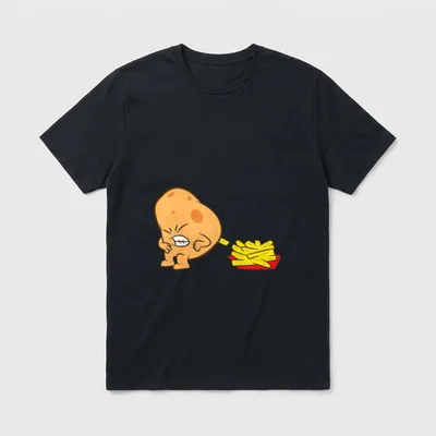 Lustige Kartoffel und Pommes T-Shirt – Klassisches T-Shirt in Schwarz