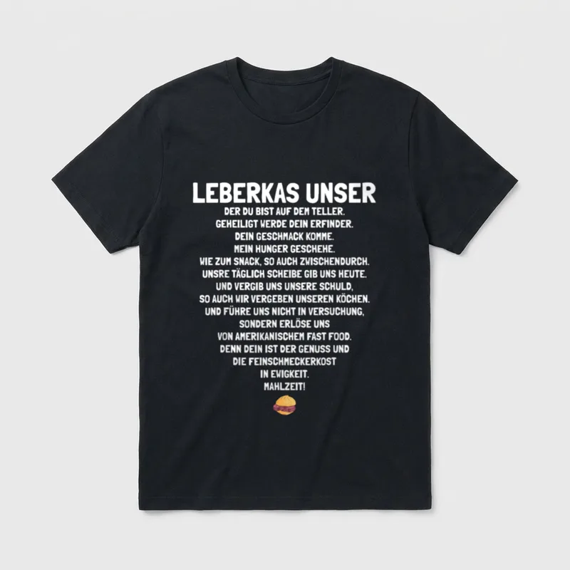 Leberkas Unser Gebet Lustiges T-Shirt – Leberkas Unser - Vaterunser-Parodie über Leberkäse – Klassisches T-Shirt in Schwarz