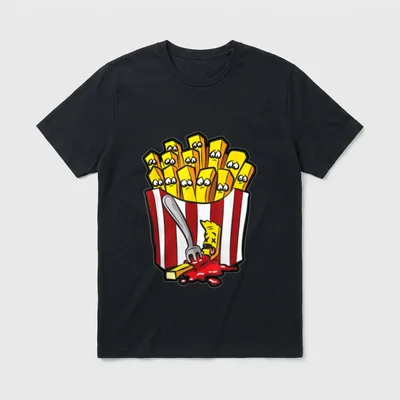 Pommes Fritten Humor Pommesgabel T-Shirt – Klassisches T-Shirt in Schwarz