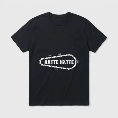 Fahrrad T-Shirt Herren – Schriftzug „Hätte Hätte Fahrradkette“ in Fahrradkettenform – Klassisches T-Shirt in Schwarz
