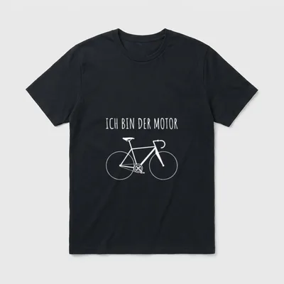 ICH BIN DER MOTOR T-Shirt – Schriftzug „ICH BIN DER MOTOR“ über Rennrad-Silhouette – Klassisches T-Shirt in Schwarz