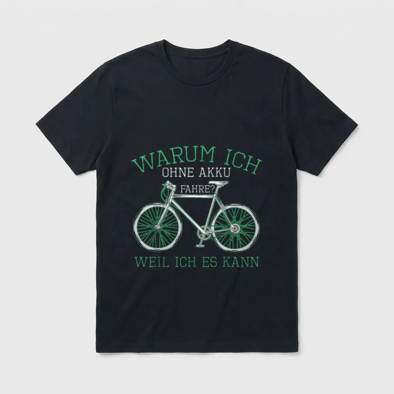 Warum Ich Ohne Akku Fahre T-Shirt – Klassisches T-Shirt in Schwarz