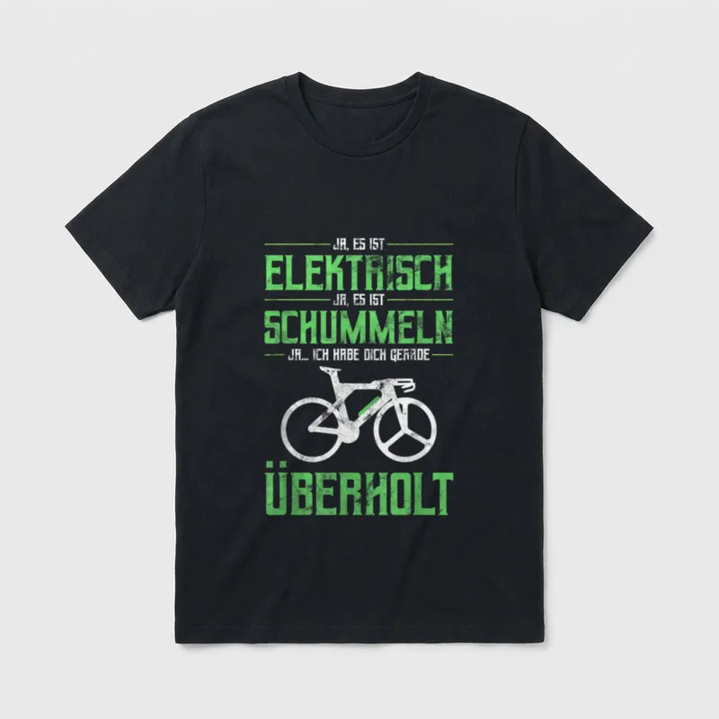 Fahrrad Elektrofahrrad Spruch Radfahren T-Shirt – Klassisches T-Shirt in Schwarz