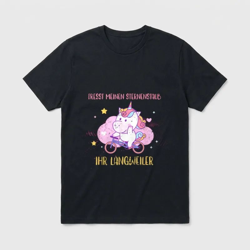 Lustiges Radfahrer Einhorn Mädchen T-Shirt – Klassisches T-Shirt in Schwarz
