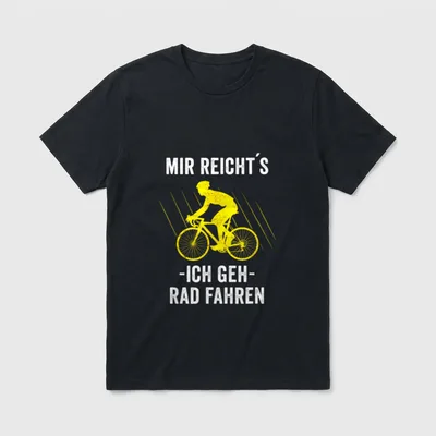 Mir Reicht's Ich Geh Rad T-Shirt – Radfahrer in Gelb, darüber und darunter der Schriftzug – Klassisches T-Shirt in Schwarz