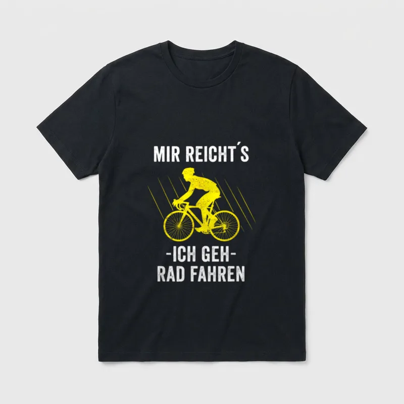 Mir Reicht's Ich Geh Rad T-Shirt – Radfahrer in Gelb, darüber und darunter der Schriftzug – Klassisches T-Shirt in Schwarz