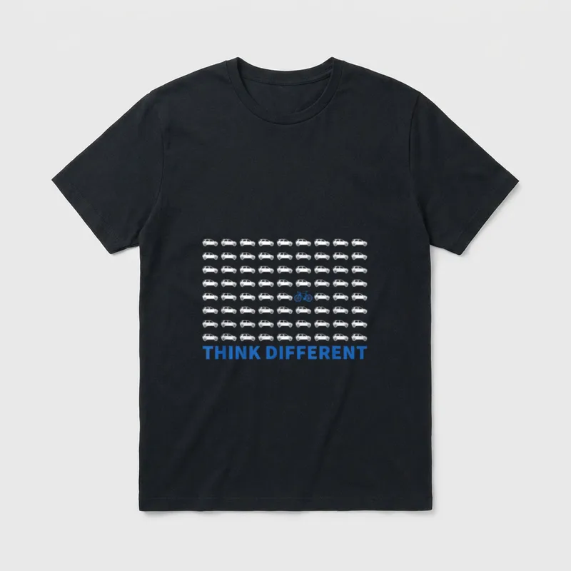Think Different Fahrrad Auto T-Shirt – Klassisches T-Shirt in Schwarz
