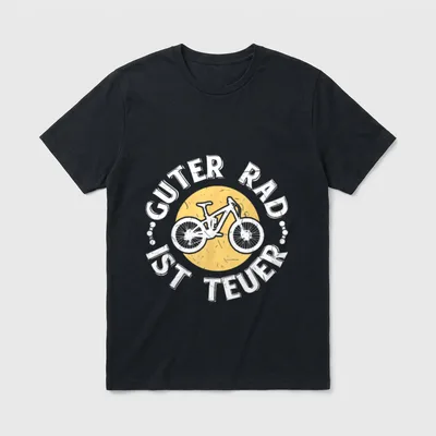 Guter Rad Ist Teuer T-Shirt – Mountainbike im Kreis, Schriftzug „Guter Rad Ist Teuer“ – Klassisches T-Shirt in Schwarz
