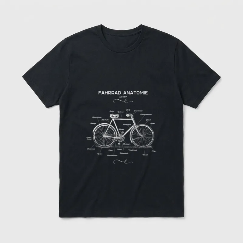 Lustige Fahrrad Anatomie Retro T-Shirt – Klassisches T-Shirt in Schwarz