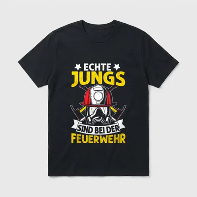 Echte Jungs Sind Feuerwehr T-Shirt – Klassisches T-Shirt in Schwarz