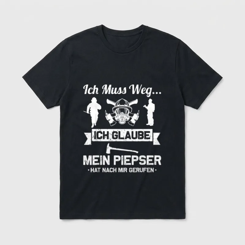 Lustiger Feuerwehr Spruch Piepser T-Shirt – Klassisches T-Shirt in Schwarz