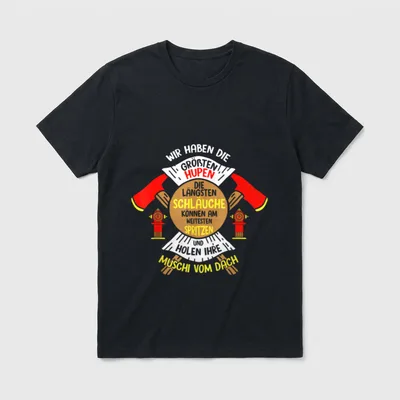 Feuerwehr Humor Spruch T-Shirt – Lustiger Feuerwehr-Spruch mit roter Axt und Hydrant – Klassisches T-Shirt in Schwarz
