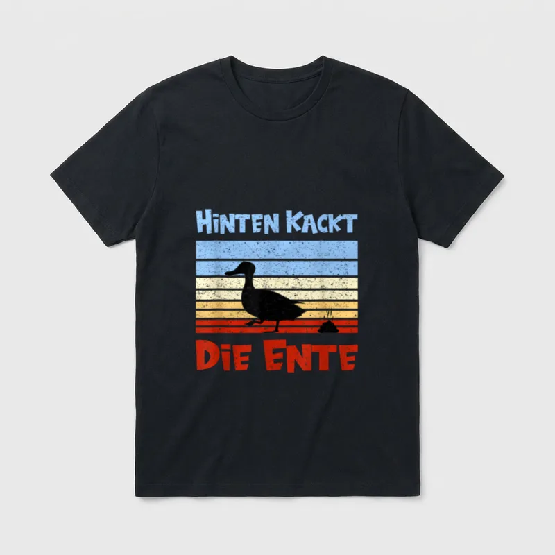 Hinten kackt die Ente lustiger T-Shirt – Klassisches T-Shirt in Schwarz