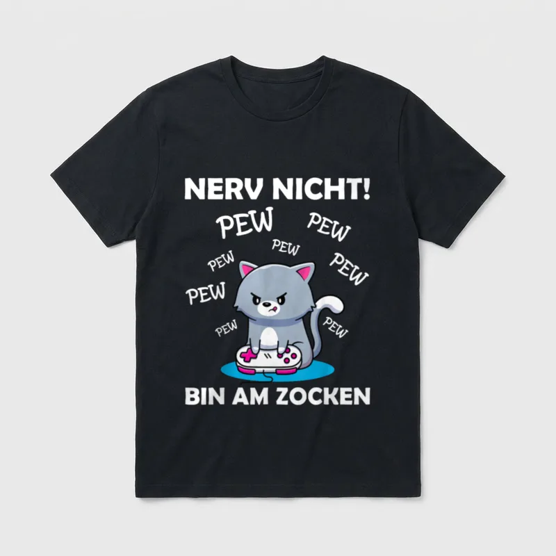 Gamer Spruch Gaming Katze T-Shirt – Klassisches T-Shirt in Schwarz