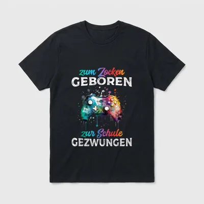 Zum Zocken geboren T-Shirt – Klassisches T-Shirt in Schwarz