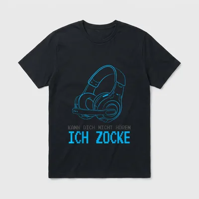 Kann dich nicht hören T-Shirt – Gaming-Headset mit Spruch „Kann dich nicht hören, ich zocke“ – Klassisches T-Shirt in Schwarz