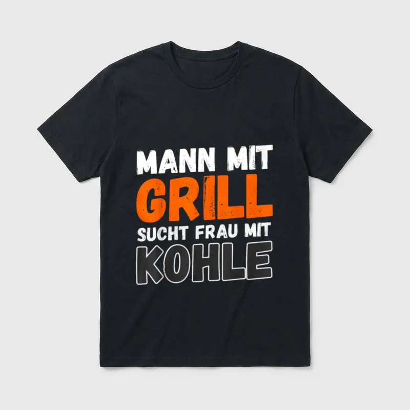 Mann mit Grill sucht Garten & Grillen T-Shirt – Klassisches T-Shirt in Schwarz