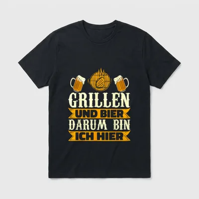 Grillen Und Bier Darum T-Shirt – Klassisches T-Shirt in Schwarz