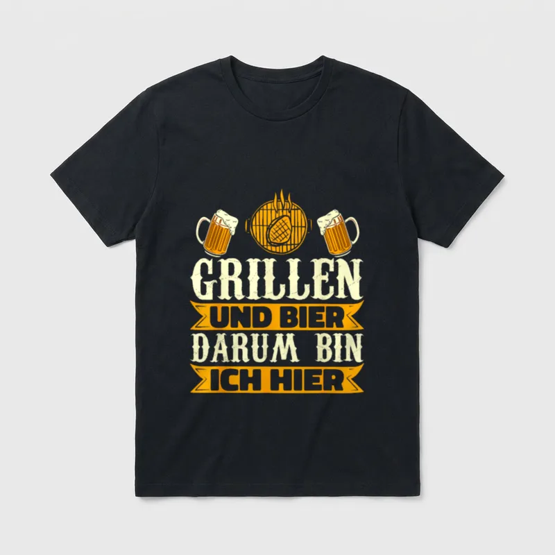 Grillen Und Bier Darum T-Shirt – Klassisches T-Shirt in Schwarz
