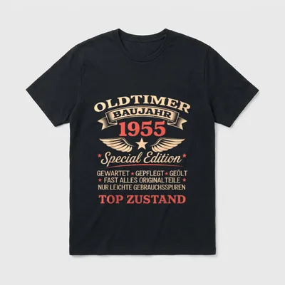 71. Geburtstag Mann Frau T-Shirt – Oldtimer Baujahr 1955 Special Edition, Top Zustand Spruch – Klassisches T-Shirt in Schwarz