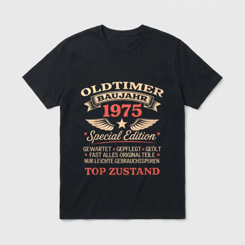 Oldtimer Baujahr Special Edition T-Shirt – Klassisches T-Shirt in Schwarz
